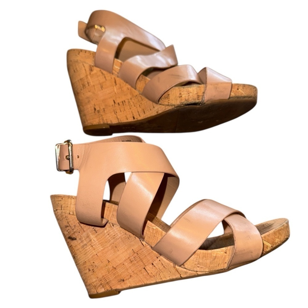 INC Women's Landor Faux Leather Strappy Wedges Tan - Picture 7 of 9
